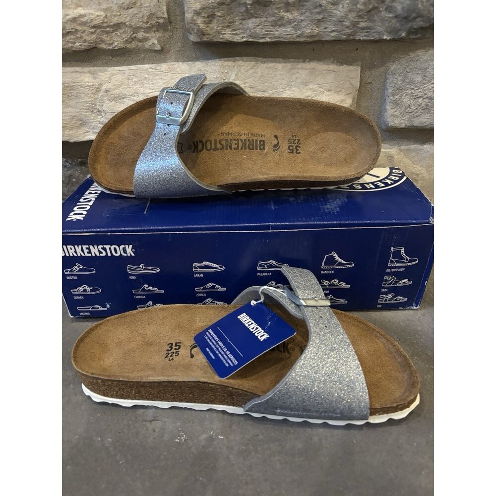 New Birkenstock Madrid BS Silver & Blue Sparkles EU 35N